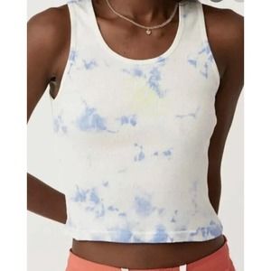 Daydreamer Ribbed Tank in Periwinkle Cloud Small Tie Dye Baby Tee Sleeveless